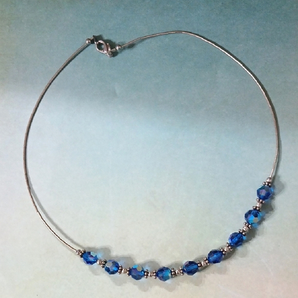 Elegant Blue Crystal Necklace